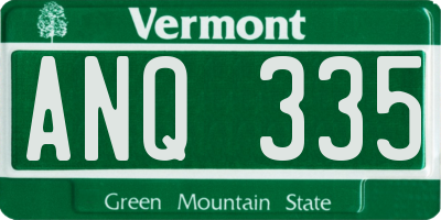 VT license plate ANQ335