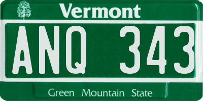 VT license plate ANQ343