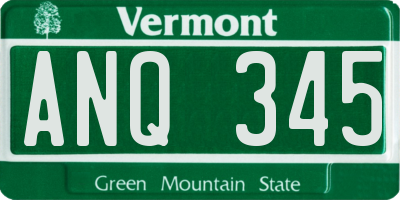 VT license plate ANQ345