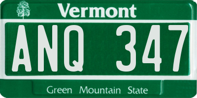 VT license plate ANQ347