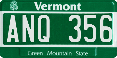 VT license plate ANQ356