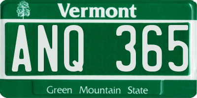 VT license plate ANQ365