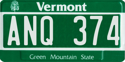 VT license plate ANQ374