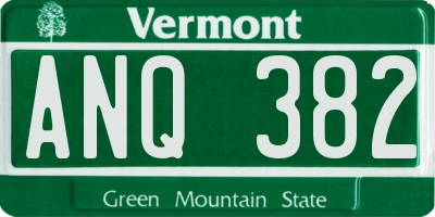 VT license plate ANQ382