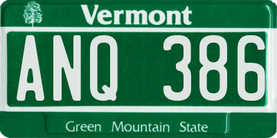 VT license plate ANQ386