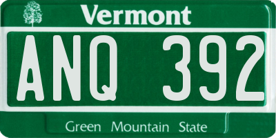 VT license plate ANQ392