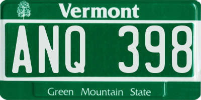 VT license plate ANQ398