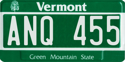 VT license plate ANQ455