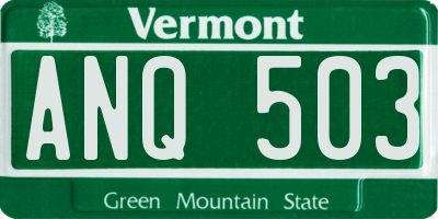 VT license plate ANQ503