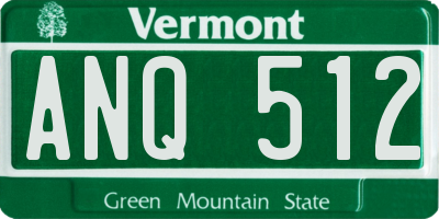 VT license plate ANQ512