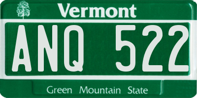 VT license plate ANQ522