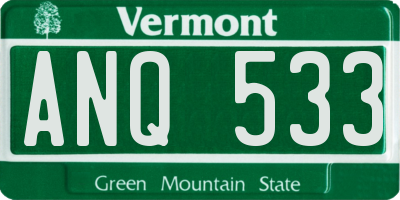 VT license plate ANQ533