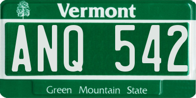 VT license plate ANQ542