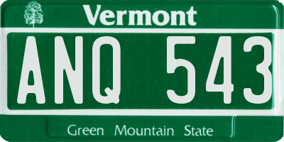 VT license plate ANQ543