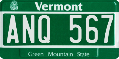 VT license plate ANQ567