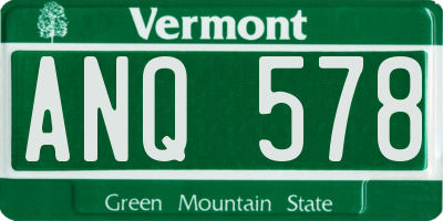 VT license plate ANQ578