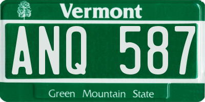 VT license plate ANQ587