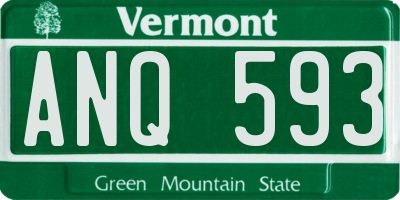 VT license plate ANQ593