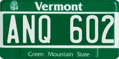 VT license plate ANQ602