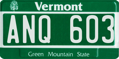 VT license plate ANQ603