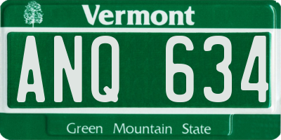 VT license plate ANQ634
