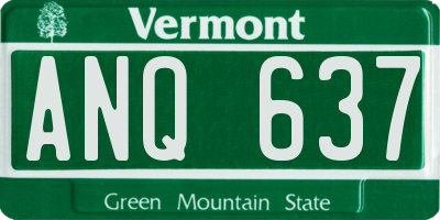 VT license plate ANQ637