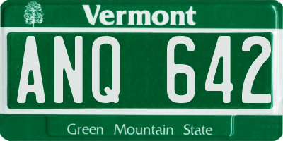 VT license plate ANQ642