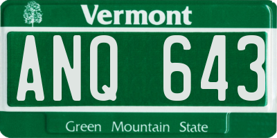 VT license plate ANQ643