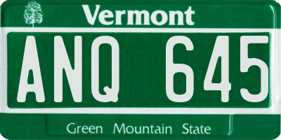 VT license plate ANQ645