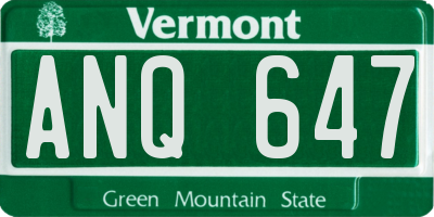 VT license plate ANQ647