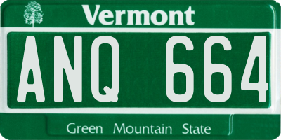 VT license plate ANQ664