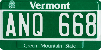 VT license plate ANQ668