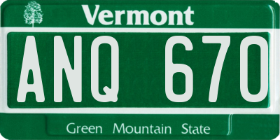 VT license plate ANQ670
