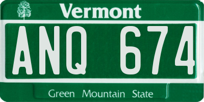 VT license plate ANQ674