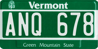 VT license plate ANQ678