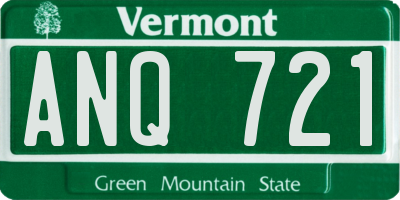 VT license plate ANQ721