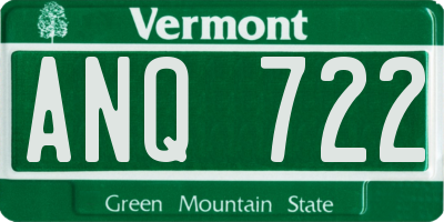 VT license plate ANQ722