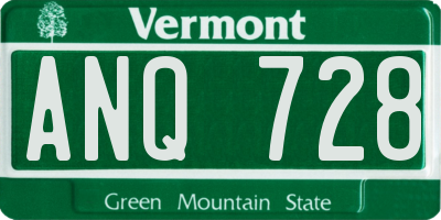 VT license plate ANQ728