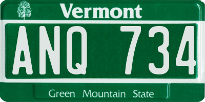 VT license plate ANQ734