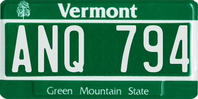 VT license plate ANQ794