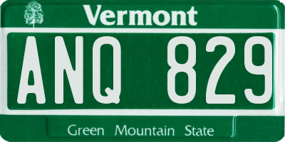 VT license plate ANQ829