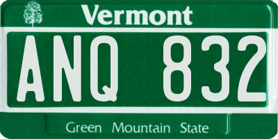 VT license plate ANQ832