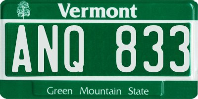 VT license plate ANQ833