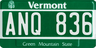 VT license plate ANQ836