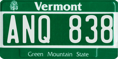 VT license plate ANQ838
