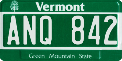 VT license plate ANQ842