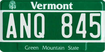 VT license plate ANQ845