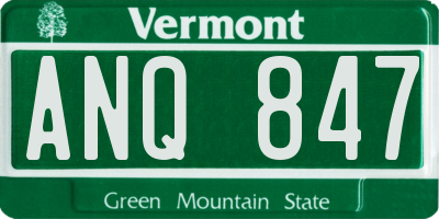 VT license plate ANQ847