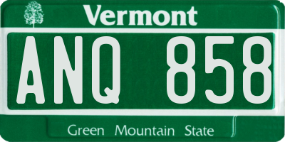 VT license plate ANQ858