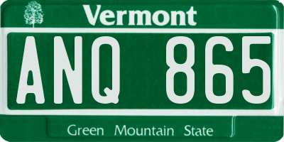 VT license plate ANQ865